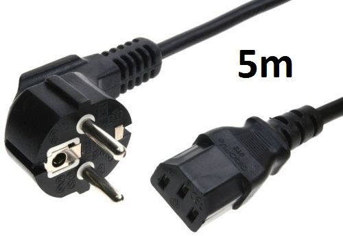Flexošňůra, šňůra flexa k PC ~250V / 10A max., ke zdroji počítače, notebook, 3x0,75mm 5m černá, napájecí, přívodní kabel, 3 PIN, náhradní