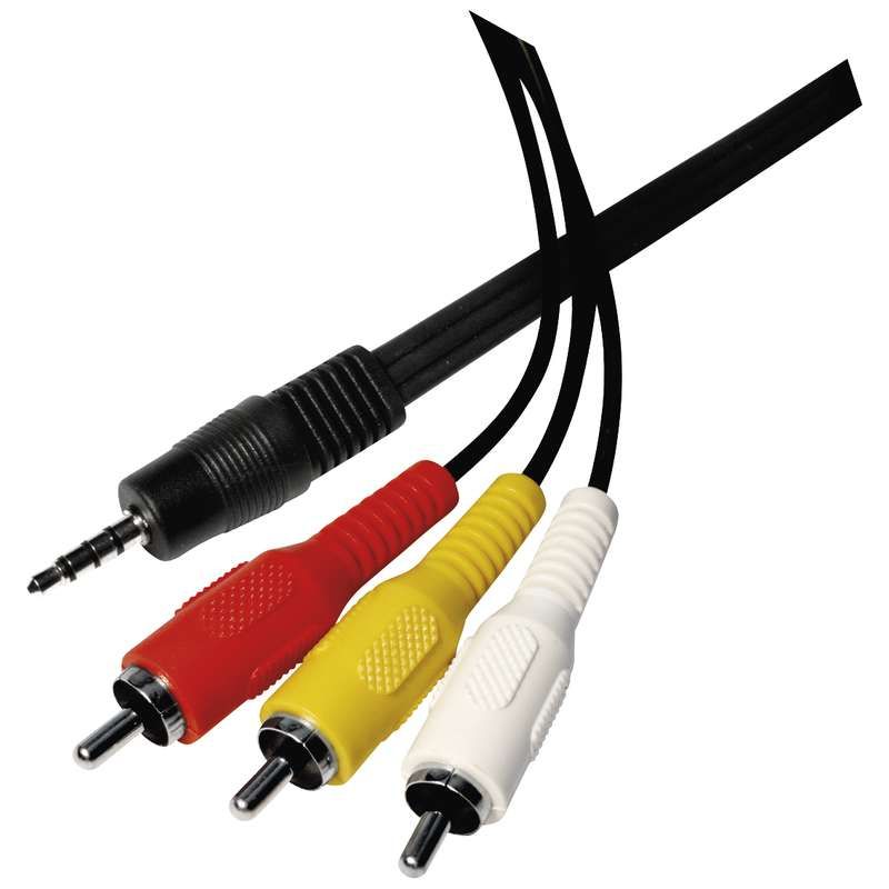Kabel Jack 3,5 stereo 4pin - 3 x CINCH konektor 1,5m, použití pro videokamery 