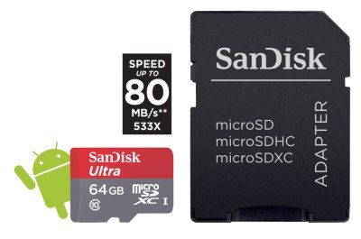 SanDisk microSDXC Ultra 64GB 80MB/s Class10 UHS-I + Adapter 