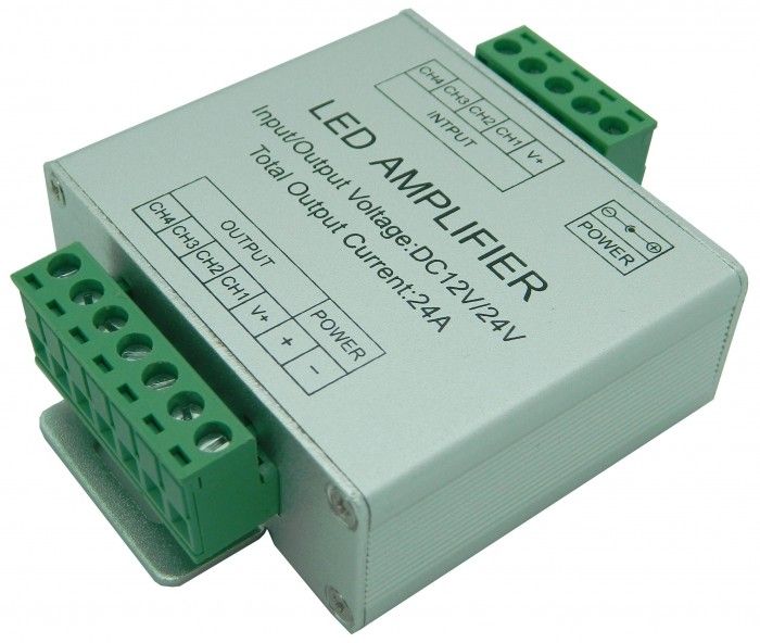 Zesilovač signálu AMP6 pro LED RGB pásky, 4 kanálový, 12-24V, 4x6A