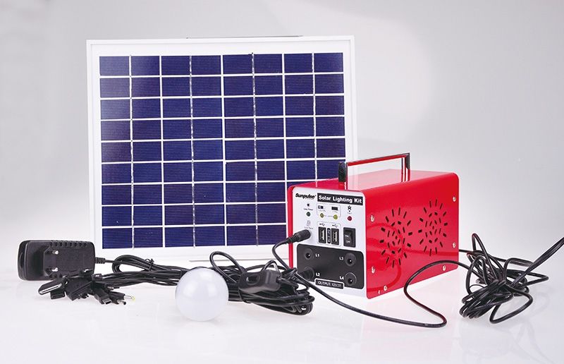 Systém set solárního osvětlení vč. solární panel 20W panel, 12Ah baterie, 2x LED 3W, 2x 5m kabel, USB redukce+příslušenství