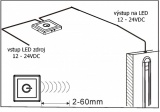 Bezdotykový infra spínač-ovladač IRD1 skříňový difuzní, k zapnutí a vypnutí, na napětí 12-24VDC / max.5A  pro LED