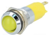 Kontrolka LED 12-14V DC @10mm žlutá do panelu otvor 14,2mm