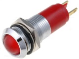 Kontrolka LED 12V DC @10mm červená do panelu otvor 14,2mm