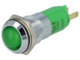 Kontrolka LED 12V DC @10mm zelená do panelu otvor 14,2mm