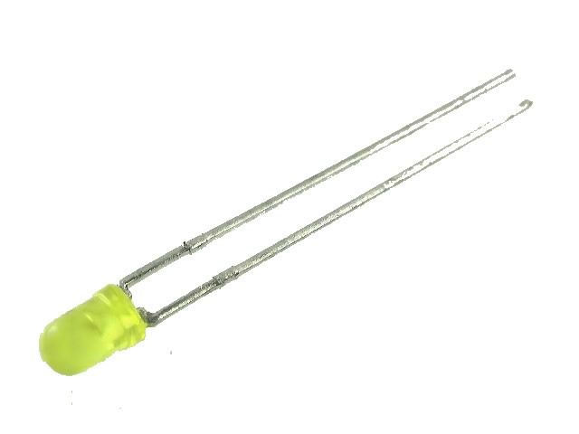 LED dioda 3mm žlutá 590nm rozptylná 60° 2mcd 2mA