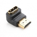 Redukce HDMI samice / HDMI samec, 90 stupňů, pozlacené konektory úhlová 90° černá