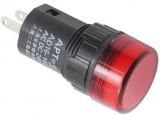 Kontrolka LED diodou 24V ACDC @19mm červená, montáž do panelu otvor @16mm