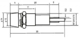 Kontrolka LED 12V DC @14mm modrá do panelu otvor 12mm