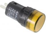Kontrolka LED diodou 12V ACDC @19mm žlutá, montáž do panelu otvor @16mm