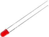 LED dioda 3mm BLIK červená rudá difuzní, 625nm rozptylná 60° 20mcd  blikající