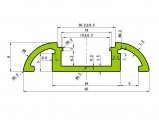 AL-hliníková lišta-půlkulatý profil N10 35x16,2mm pro LED pásek + kryt plexi k montáži přisazením délka 1m a 2m - varianty