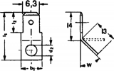 Konektor faston 6,3 vidlice s očkem na šroub M4, úhlový 45° neizolovaný