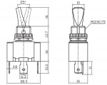 Páčkový přepínač 2-polohy/3pin na FASTON ON-OFF 12V/30A prosvětlený LED červená