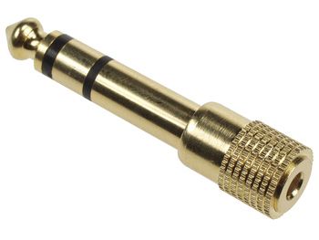 Redukce JACK 6,3mm vidlice stereo / JACK 3,5mm zásuvka stereo, Celokovové zlacené provedení