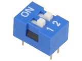 Spínač DIP SWITCH SW02 do DPS, ON-OFF 2x spínací kontakt, do desky plošného spoje