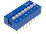 Spínač DIP SWITCH SW08 do DPS, ON-OFF 8x spínací kontakt, do desky plošného spoje