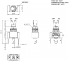 Přepínač páčkový 2pol./3pin ON-OFF 12V/20A LED červená