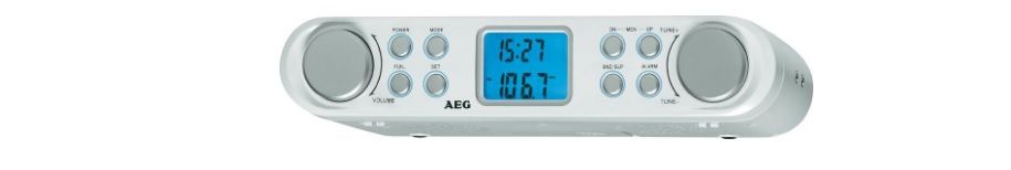 Radiopřijímač AEG KRC 4344 radiobudík, kuchyňské rádio, digitální tuner, bílá, modré podsvícení