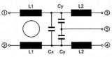 Odrušovací kondenzátor TC241-0451, 100nF+2x2,5nF+2x10uH, 5 vývodů, 2,5A