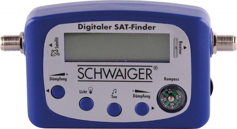 SATELITNÍ měřák tester měřící přístroj Schwaiger SF 80 digitalní, LCD display, analogového i digitálního satelitního signálu s kompasem, F konektory