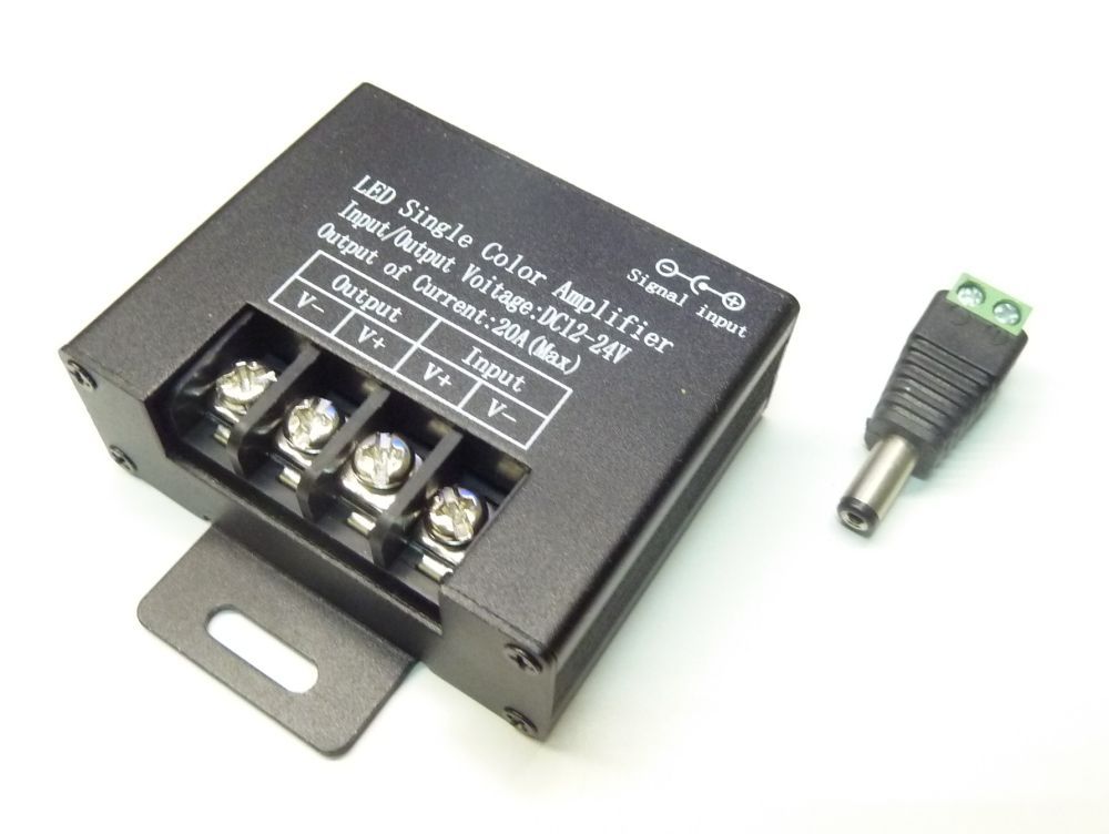Zesilovač signálu AMP7 pro LED pásky Jednokanálový zesilovač signálu, 12-24VDC, 20A