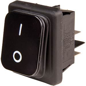 Přepínač vypinač kolébkový ON-OFF B442-BK01 2pol./4pin,  250V/16A černý, fastony