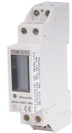 Elektroměr 1f DDM30 digitální display jednofázový podružný měřič spotřeby, wattmetr na DIN lištu