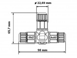 Kabelová spojka T IP68, 500V, 25A, průřez vodičů 2,5mm2, průměr kabelu 4-8mm