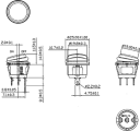 Kolébkový vypínač kulatý prosvětlený 2pol./3pin ON-OFF 10A/24VDC, IP65 zelený, ROCKER, SPST