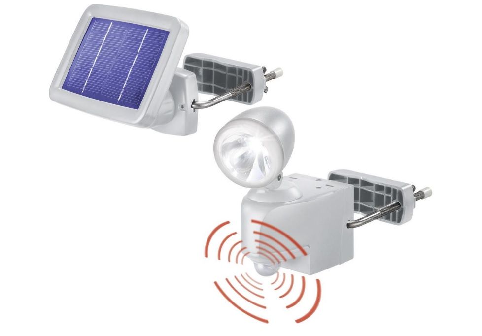 LED osvětlení - solární reflektor 1W s PIR čidlem ONE bílé, venkovní osvětlení s čidlem, akumulátor, senzor
