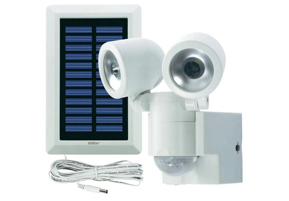 LED osvětlení - solární reflektor s PIR čidlem DUO bílé, venkovní osvětlení s čidlem
