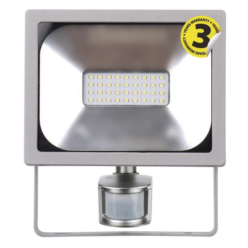 Reflektor LED venkovní s PIR čidlem, sensorem PROFI s PIR, 20W neutrální bílá, AC 230V, šedá