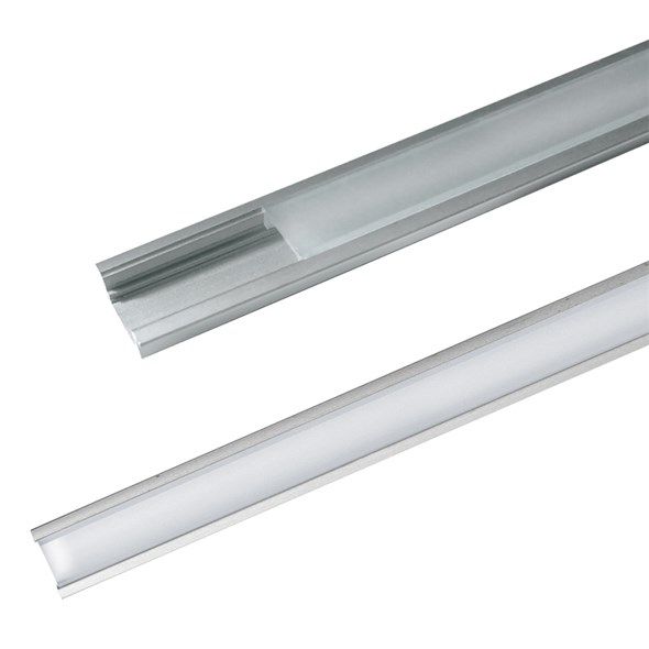 AL lišta-profil k zapuštění pro LED pásek ve tvaru T vestavný 23x8x17.1mm, délka 2m + kryt plexi nacvaknutí, zapuštěný, do vyfrézované drážky