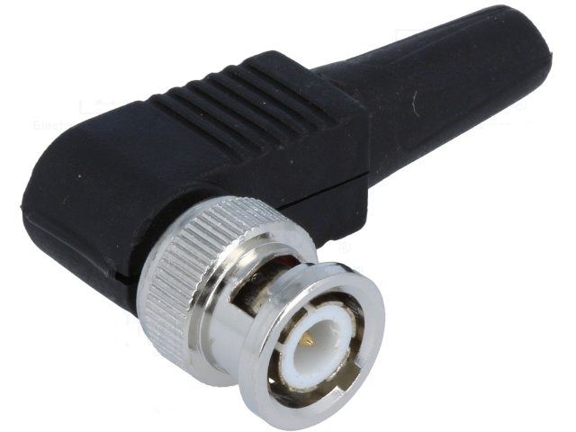 BNC konektor vidlice 6mm L90 úhlová (RG59) 50ohm na kabel