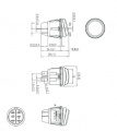 Kolébkový vypínač kulatý prosvětlený 2pol./4pin ON-OFF 20A/12VDC červená IP65, ROCKER, SPST, vodotěsný, prachotěsný