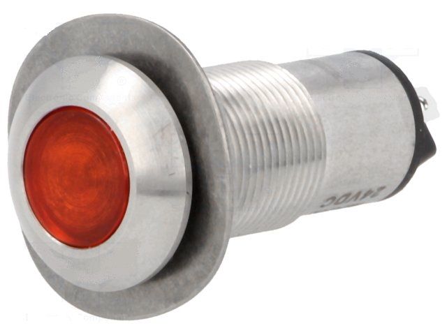 Kontrolka LED 24V DC @13mm červená 528-501-22 IP67 (rudá) nerezová ocel, do panelu, do vlhka