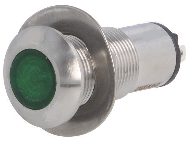 Kontrolka LED 24V DC @13mm zelená 528-532-22 IP67 nerezová ocel, do panelu, do vlhka
