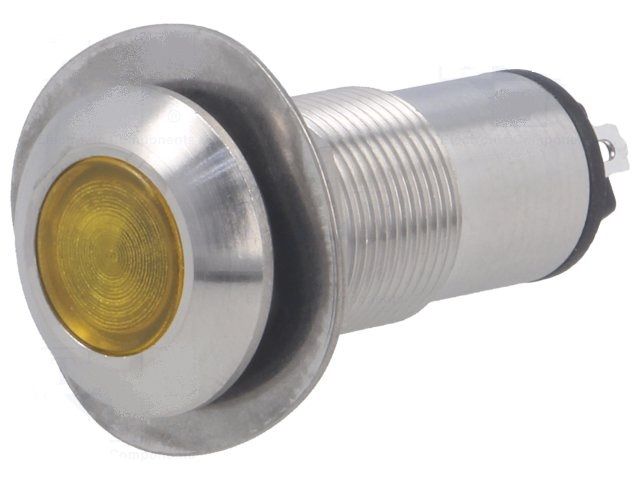 Kontrolka LED 24V DC @13mm žlutá 528-521-22 IP67 nerezová ocel, do panelu, do vlhka
