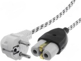 Napájecí kabel REMOSKA 2m bez vypínače, opletený kabel s izolací 230V