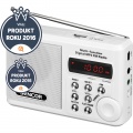 Radiopřijímač SENCOR SRD 215 W bílá, digitální s USB/MP3, velmi výkonný a čistý zvuk s bassy, microSD kartou, akumulátor, nabíjecí baterie 3,6V, linkový vstup