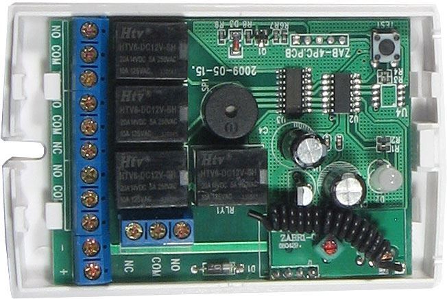 4-KANÁLOVÝ RF PŘIJÍMAČ DÁLKOVÉHO OVLÁDÁNÍ T336B, 12V, kmitočet 433MHz s učícím se kódem