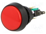 Tlačítko VAQ-9-10-12-R spínací/rozpínací 250V/10A mikrospínač podsvícení LED 12VDC červené, otvor@ 24,5mm