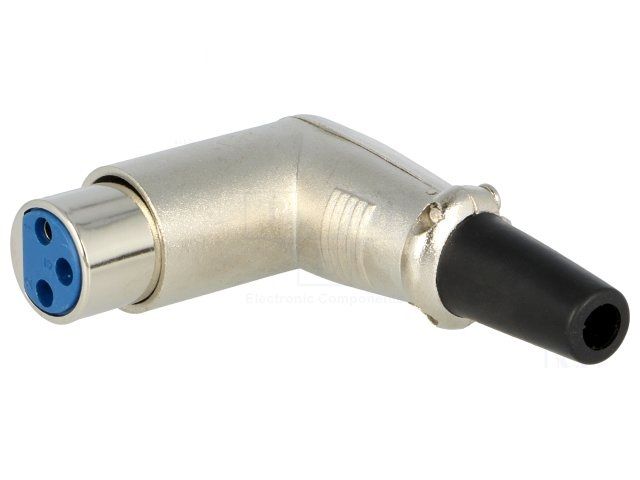 CANON XLR 3ZK Mikrofonní konektor-zásuvka na kabel 3-piny úhlová 90°, stŕíbrná