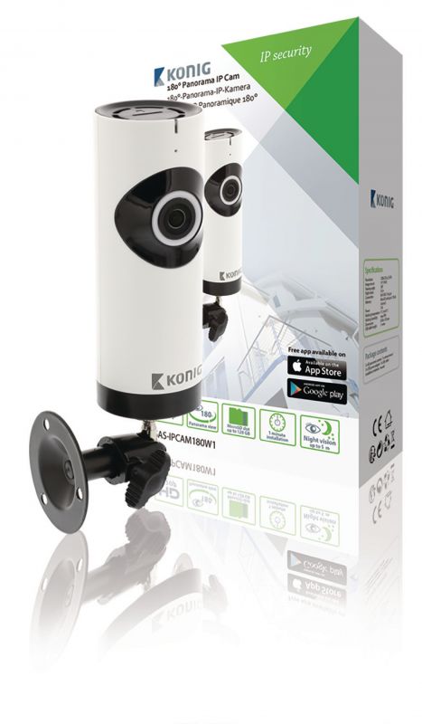 Kamera HD IP Panorama Bílá/Čern, bezdrátová vnitřní interier barevná WiFi (internet), rozlišení 1280x720, záznam na MicroSD kartu (až 128 GB), Detekce pohybu s upozorněními, snímání 180° objektiv typu
