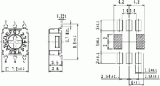 Kódový spínač ERD716RM-SMD 16 poloh HEX/BCD. Rozměry tělesa: 7.2 x 7.2 x 3.5mm