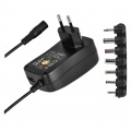 Nastavitelný pulsní zdroj-adaptér univerzální 3 / 4,5 / 5 / 6 / 7,5 / 9 / 12 V DC 3-12V 1500mA s hřebínkem, USB, nastavitelný, stabilizovaný, pro mobilní telefony a digitální zařízení např.: přenosná 