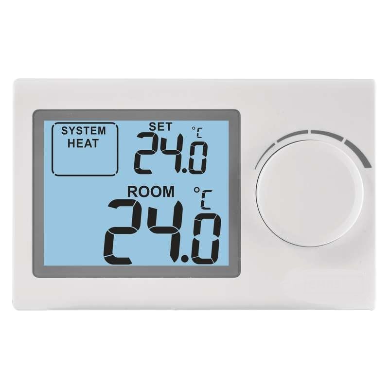 Pokojový termostat P5604 digitální, 5 - 35°C, manuální-analogový s podsvíceným displejem pro základní regulaci teploty v domácnosti.