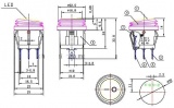 Kolébkový vypínač kulatý 1pol./3pin ON-OFF 250V/6A červený vodotěsný s doutnavkou