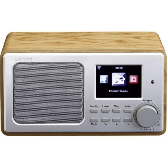 Internetové rádio radiopřijímač Lenco DIR-100 dřevo, příjem FM/AM, Wifi, napájení 230V AC, 3,2" TFT barevný displej • budík • USB • předpověď počasí • MP3, WAV, ACC • ekvalizér • výkon 3 W • AUX IN • 